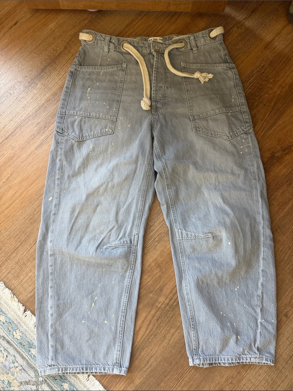 Free People distressed barrel leg jeans